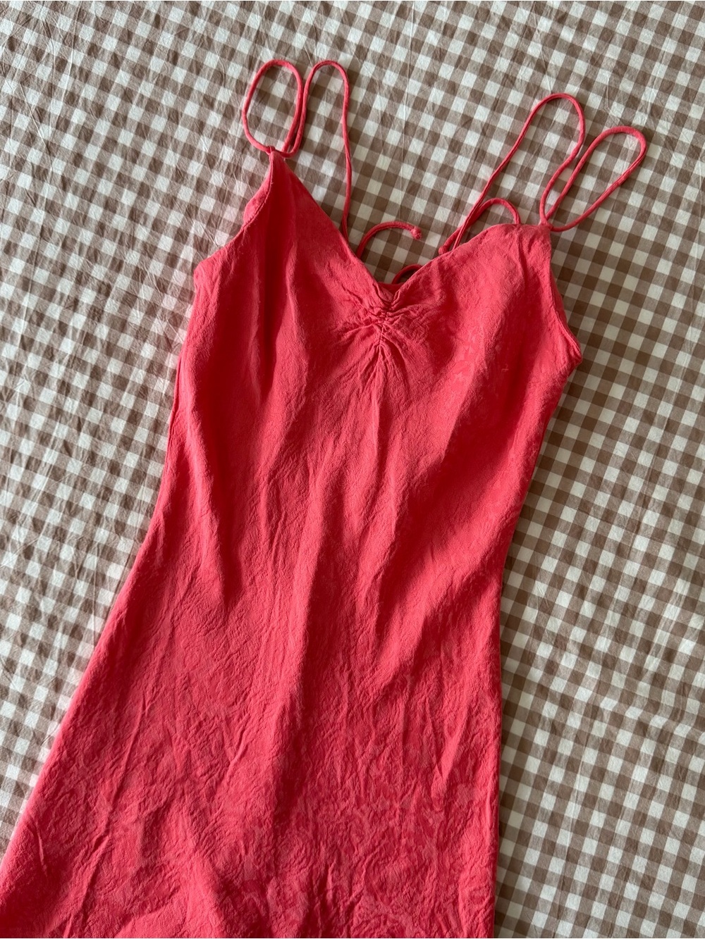 Zara Strappy Slip Vacation Dress Hot Pink Open Tie Back Mini Length Size Medium